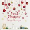 Adesivos de Parede de Natal e Ano Novo Slogans em Inglês Flocos de Neve Papel Autoadesivo Vitrine da Loja Sala de Estar Adesivos de Decoração Festiva