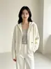 Outono Inverno Transfronteiriço Novo Estilo Cardigã de Tricô com Capuz e Zíper Casaco Feminino Estiloso Solto Emagrecedor Roupa de Fora com Capuz Cardigã de Tricô