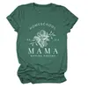 Camiseta Casual Europeia e Americana Homeschool Pr 22 6 Mama Transfronteiriça Verão Gola Redonda Manga Curta Tops Prontos para Mulheres