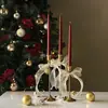 Ht Portavelas Amarillo Retro Estilo Europeo Decoración Romántica Cena a la Luz de las Velas de Navidad Accesorios de Boda Base para Portavelas