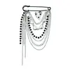 Accesorios Transfronterizos Europeos y Americanos, Broche de Cadena con Borlas Multicapa Estilo Y2K Dulce y Genial, Pin Versátil Personalizado con Perla Negra en Forma de Corazón