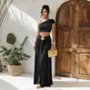 C7675 Moda Europea y Americana Transfronteriza Aliexpress Amazon Conjunto Sexy de Crop Top y Falda de un Hombro para Mujer