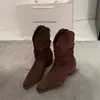Temporada de Primer Encuentro~V Botas Martin hasta la pantorrilla Botas para mujer 2026 Otoño/Invierno Botines de Ante Botines Cortos Ajustados Marrón Melard