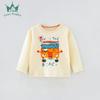 Camiseta de Algodão Puro com Manga Longa para Meninas Europeias e Americanas Roupa Infantil para Meninas Outono e Inverno Estampa de Coração de Desenho Animado Tops Camiseta Segunda Pele Infantil