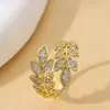 Moda Exquisita y Simple de Amazon Transfronteriza Anillo Abierto Ajustable Forma de Oreja Completamente Incrustado con Circonita Diamante Joyería de Alta Gama