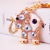 Llavero creativo de elefante de cristal con incrustaciones de diamantes, llavero de animal, accesorios para bolso, colgante de metal, pequeño regalo