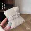 Pulseira de prata pura 999,9 de Fu, lírio-calla simples, aberta, pulseira minimalista de nicho para o dia a dia