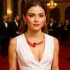 Conjunto de Colar e Brincos Retrô de Luxo Leve Europeu e Americano para Mulheres, Banhado a Ouro com Diamantes e Pérolas, Corrente para Clavícula, Joias da Moda de Nicho de Alto Padrão