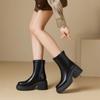 Botines Cortos Blancos de Tacón Alto Estilo Francés para Mujer, Nuevo Modelo 2026, Zapatos de Tacón Alto para Mujer, Botas de Otoño e Invierno para Mujer, Botas Elásticas Ajustadas para Mujeres Menudas