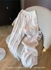 Pantalones Casuales Blancos Plisados Florales de Cintura Elastoelástica para Mujer Primavera y Verano 2024 Cintura Alta Adelgazantes Delgados Frescos