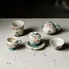 Mo Ji Piedra de Fuego Rojo Naranja Catalán Suerte Gato Serie Uso Doméstico Gongfu Juego de Té Tapa de Tetera Tazón Posavasos Taza de Cata Taza de Té Colección