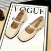 Zapatos Mary Jane de Cuadrado Patchwork con una Sola Correa para Mujer Tacón Grueso Corte Bajo Retro Temperamento para Viajar Zapatos Planos de Tacón Bajo