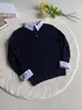 Suéter de Dos Piezas Tejido en Punto Trenzado Estilo Old Money para Hombre, Suéter Rayado Empalmado de Otoño, Top Perezoso de Gama Alta con Cuello Polo