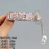 Pinza para el Cabello con Borla de Perlas y Diamantes Completos para Mujer, Estilo Nuevo con un Toque de Lujo, Pinza Lateral, Pinza Versátil de Moda para Flequillo, Pinza de Cocodrilo