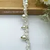 Popular Encaje de Encaje con Perlas y Piedras Hecho a Mano de Alta Resistencia del Fabricante, Materiales para Accesorios de Vestimenta, Vestido, Cortina DIY