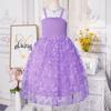 Vestido de tirantes floral estilo francés para niñas transfronterizo Verano Color sólido Patrón de mariposas Falda de tirantes para niños grandes Vestido sin espalda