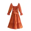 2021 Otoño Estilo Europeo y Americano Nuevas Ideas para Mujer Vestido Ajustado Delgado con Lazo 9469