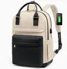 Mochila de moda transfronteriza con bloques de color para mujer, bolsa para portátil y libros, mochila de viaje de gran capacidad con asa al por mayor
