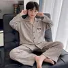 Pijama Infantil para Meninos, Primavera e Outono, Solto, Algodão Puro, Manga Longa para Meninos, Adolescentes, Cardigã, Crianças de Tamanho Médio e Grande, Conjunto para Casa