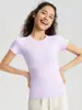 Camiseta Deportiva Jacquard de Cuello Redondo, Secado Rápido, para Fitness, Running, Pilates, Entrenamiento Integral, Yoga, Manga Corta, Verano
