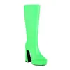 Europa y Estados Unidos nuevas botas de mujer con patrón de escamas de pescado para otoño e invierno, punta fina, caña alta, botas de caballero, mesa de agua, tacón grueso, tallas 40-45, botas de comercio exterior