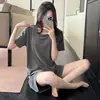Pijama de Algodón de Colores para Mujer Verano Cuello Redondo Manga Corta Shorts con Almohadilla en el Pecho Dulce Casual Cómodo Traje Ropa para el Hogar