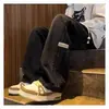 Jeans de Calle Americanos para Hombre, Primavera y Otoño Rayados Vintage Sueltos de Pierna Recta Modernos Casuales de Pierna Ancha Estilo Americano Pantalones Largos