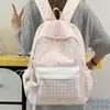 Nova Mochila Estampa Estrela Xadrez Fofa Mochila Escolar Fresca para Estudantes Alta Aparência Bloco de Cores Mochila para Trajeto Campus
