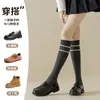 Calcetines de media pantorrilla para mujer en primavera, otoño e invierno; Calcetines Altos de Rayas para Mujer