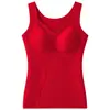 Nuevo Chaleco Térmico con Relieve Estilo Chino para Mujer, Sin Sujetador, Capa Base Calefactora Engrosada, Ropa Interior Térmica Cepillada por Ambos Lados