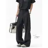 Pantalones de traje grises fluidos de pierna ancha para mujeres y hombres, primavera vintage cleanfit de alta gama rectos ajustados casuales