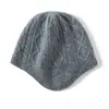 Gorro de Cachemira para Otoño e Invierno para Mujer, Tejido de Punto Trenzado, Versátil Gorro de Cubo de Cachemira, Gorro Ushanka de Cachemira Tejido, Protección para los Oídos, Cálido Gorro de Lana