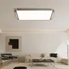 Lámpara de techo para sala de estar, iluminación Zhongshan, estilo Bauhaus de lujo ligero, color cromo, sensación de alta gama, rectangular, ultradelgada, luz principal para el pasillo, aluminio y hierro