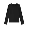 Camisa Base de Acetato de Tencel y Lana para Mujer en Otoño e Invierno, Top de Cuello Redondo, Se Puede Usar como Capa Exterior, Camiseta Básica de Manga Larga 8016