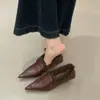 Zapatos de Moda para Mujer Estilo Francés Otoño e Invierno Retro Tejidos Forrados de Polar Corte Profundo Puntiagudos de Tacón Bajo Adelgazantes Cálidos de Algodón con Piel