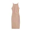 Vestido sexy de estilo europeo y americano, de doble cara, con volantes, tirantes finos y abertura, largo de verano, nuevo, versátil, de línea A, ajustado al cuerpo