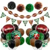 Conjunto de Balões de Rugby Transfronteiriço Tema Competição Decoração de Festa com Balões Banner de Flores de Papel Celebração de Aniversário Esportivo