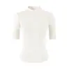 Camiseta morada de cuello redondo y cinco mangas para mujer, estilo 'hot girl' europeo y americano, corte ajustado, favorecedora, versátil, top de verano