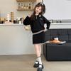 Traje para niñas 2024 Nuevo Otoño Estilo Universitario Traje de suéter Niños Cuello de dos piezas Traje de primavera y otoño