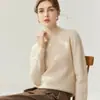Suéter 100% Caxemira Pura de Bebê Outono/Inverno Novo Estilo Feminino Gola Meio Alta Borda Enrolada Camada Interna Malha Camada Base