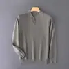 Suéter Masculino de Lã 2025 Outono Inverno Gola Polo Casual Manga Longa Malha Camada Base Solto Tamanho Grande Suéter Pulôver