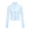 [Em Estoque] Jaqueta Curta Ld Slim Fit Yoga Gola Alta Jaqueta Fashionável Corrida Fitness Top Esportivo Feminino