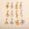 Colgante Retro DIY Transfronterizo Europeo y Americano Acero Inoxidable Electrochapado 24K Flor Estrella Polar Geométrico Joyería Accesorios para Collares