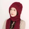 Gorro de invierno cálido para mujer, forro polar, grueso, con máscara, bufanda, integrado, para montar al aire libre, resistente al viento, cuello alto, para nieve.