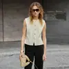 LiquidaciónChaleco de Punto Simple sin Mangas para Mujer, Camiseta sin Mangas Texturizada de Verano, Chaleco Cardigan Corto