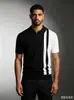 Comércio Exterior Verão Alto Padrão Estilo de Negócios Bloqueio de Cores Moderno Manga Curta Malha Versátil Moda Casual Camisa Polo Transfronteiriço