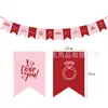 Sé Mía Amor Xoxo Banderín con Forma de Corazón Decoración de Habitación de Boda Escena de Propuesta Bandera Colgante del Día de San Valentín