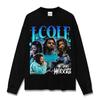 Camiseta de manga corta con estampado de hip-hop retro transfronterizo estadounidense JCole, sudadera con capucha de cuello redondo y manga larga gruesa