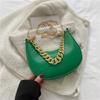 Bolso de moda para mujer popular en línea estilo coreano bolso de sillín semicircular bolso de hombro con forma de albóndiga bolso de axila decorativo con cadena