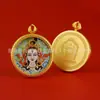 Tangka Portátil Pintado a Mano con Contorno Dorado 3.5cm Colgante Zakiram Amarillo Dios de la Riqueza Nueve Colas Mahakala Núcleo de Tarjeta Venta al por Mayor